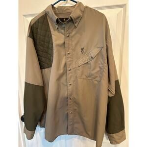 Browning Upland Hunting Shooting Shirt Men's Large - Khaki Olive Long Sleeve